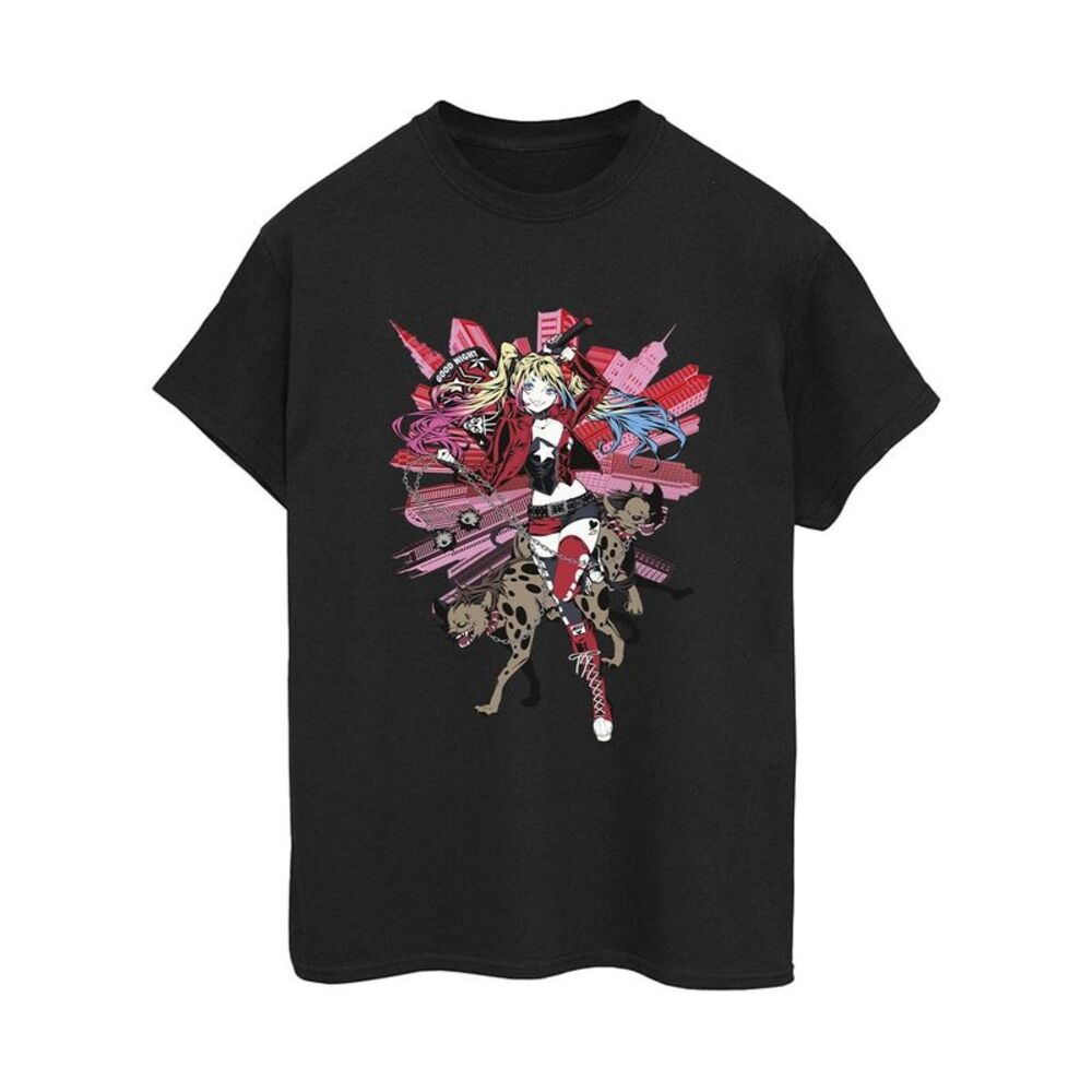 DC Comics Womens/Ladies Harley Quinn Hyenas Cotton Boyfriend T-Shirt / Black